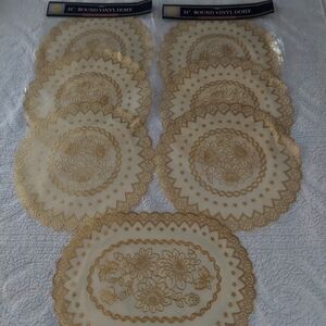 Gold and Cream Vinyl Doilies Set
